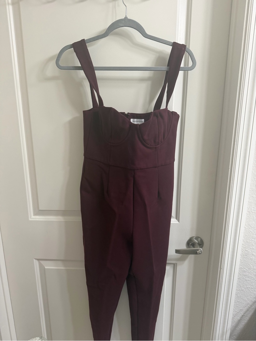 Lovers + Friends Wine-Burgundy Bustier Jumpsuit
